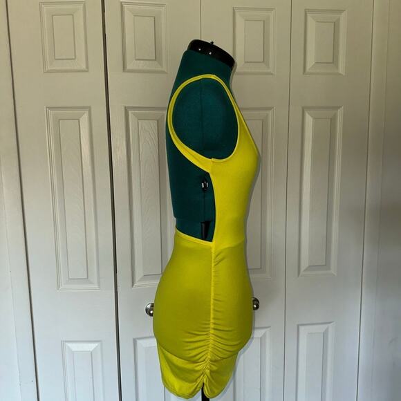Bright Yellow Mini Backless Dress - Picture 4 of 4